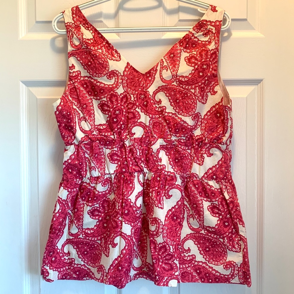 Pink Paisley Print Sleeveless Top - Picture 2 of 4